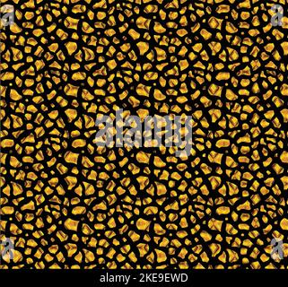Animal skin seamless pattern. Leopard`s spotted fur imitation. Creative leopard rosettes background in gold foil pastel pink colors. Digital art. Stock Vector
